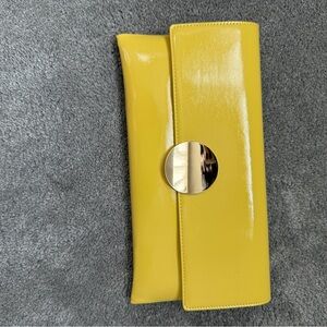 Yellow Clutch Bag with Gold Accent